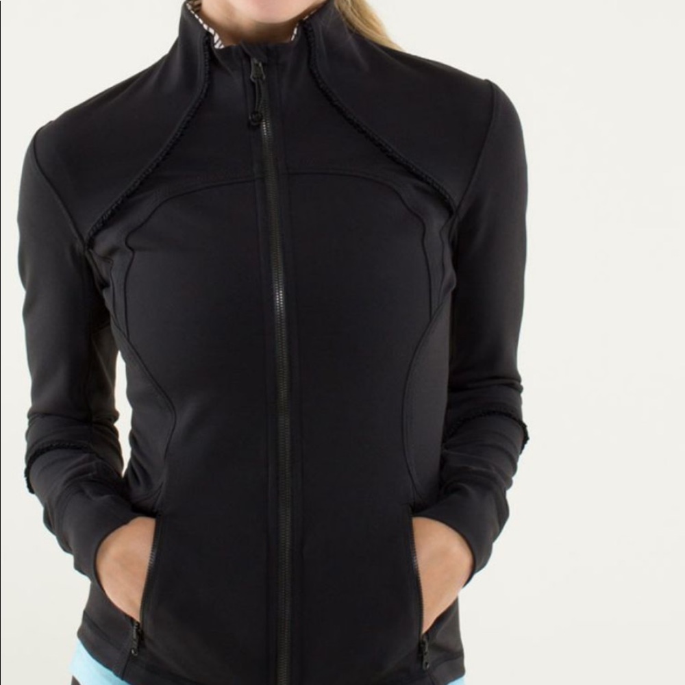 Lululemon Forme Jacket with Ruffles and Stripes.